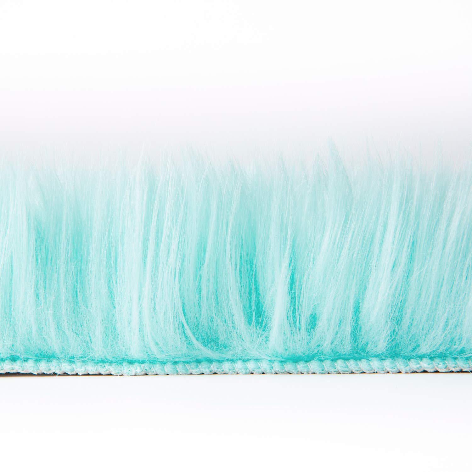 Ashler Faux Fur Area Rug, Fluffy Shaggy 3 x 5 Feet Rectangle Turquoise Fuzzy Machine Washable Shag Rug for Nursery, Kids & Living Room