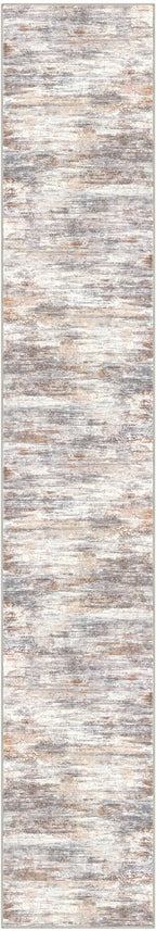 KOZYFLY Modern Abstract Runners for Hallways 2x12 Washable Rug Runner Non-Slip Soft Striped Kitchen Runner Rug, Multi Grey/Orange Print Carpet Runner for Entryway Bathroom