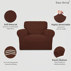 Easy-Going Stretch Chair Sofa Slipcover 1-Piece Couch Sofa Cover Furniture Protector Soft with Elastic Bottom for Kids, Pet. Spandex Jacquard Fabric Small Checks (Chair, Coffee)