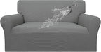 Easy-Going 100% Waterproof Loveseat Couch Cover, Dual Waterproof Sofa Cover, Stretch Jacquard Sofa Slipcover, Leakproof Furniture Protector for Kids, Pets, Dog and Cat (Loveseat, Grey)