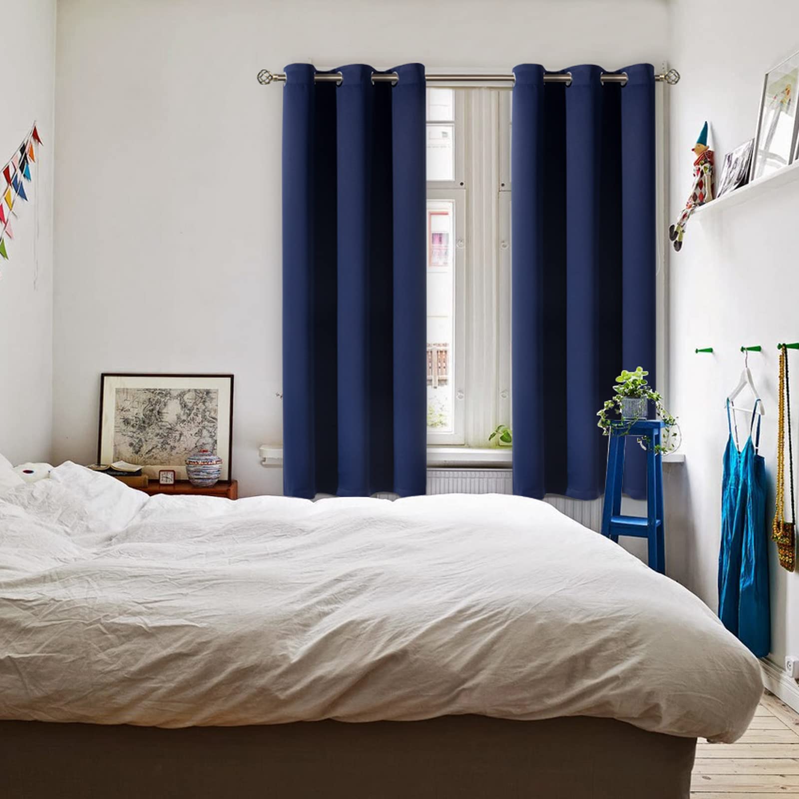 BGment Navy Blue Blackout Curtains for Bedroom 63 Inch Long - 2 Panels
