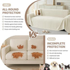 Couch Cover for Dogs, Boho Sofa Covers for 3 Cushion Couch, Chenille Sofa Slipcover for Pets Washable, L-Shape Sectional Couch Loveseat Cover Soft Throw Blankets with Tassels(71x134,Cream)