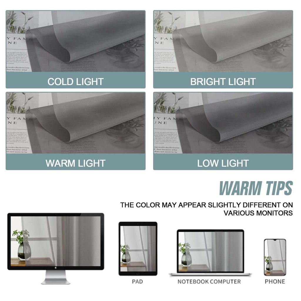 Ebesto Grey Sheer Curtains 90 Inches Long 2 Panels, Light Filtering Solid Sheer Curtains for Bedroom Living Room, Lightweight Soft Airy Sheer Drapes, Dual Rod Pocket, Charcoal Grey, 2x42Wx90L Inches