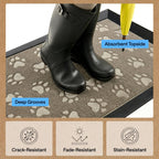 GORILLA GRIP 100% Waterproof All-Season WeatherMAX Doormat 35x23, US Designed Natural Rubber, Stain and Fade Resistant, Low Profile Indoor Outdoor Door Mats, Easy Clean Patio Mat, Tan Pawprints