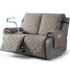 TAOCOCO 100% Waterproof Oversized Loveseat Recliner Cover, Non Slip Split Couch Covers for Reclining Loveseat with Elastic Straps for Kids Pets(Oversized 2 Seater, Light Browm)