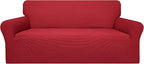 Easy-Going 100% Waterproof Couch Cover, Dual Waterproof Sofa Cover, Stretch Jacquard Sofa Slipcover, Leakproof Furniture Protector for Kids, Pets, Dog and Cat (Oversized Sofa, Christmas Red)