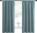 NICETOWN Greyish Blue Blackout Curtains Panels for Window, Thermal Insulated Rod Pocket Blackout Drapes/Draperies for Living Room (2 Panels, W42 x L63 inches)