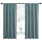 NICETOWN Greyish Blue Blackout Curtains Panels for Window, Thermal Insulated Rod Pocket Blackout Drapes/Draperies for Living Room (2 Panels, W42 x L63 inches)