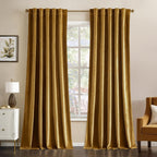 MIULEE Gold Velvet Curtains 52x90 inches Luxury Blackout Curtains