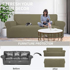 Easy-Going Stretch Loveseat Slipcover 1-Piece Sofa Cover Furniture Protector Couch Soft with Elastic Bottom for Kids Polyester Spandex Jacquard Fabric Small Checks (Loveseat, Khaki)