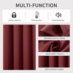 Joydeco Blackout Curtains 108 Inch Length 2 Panels Set, Thermal Insulated Long Curtains 2 Burg, Room Darkening Grommet Drapes for Living Room Bedroom Window (W52 x L108 Inch, Burgundy Red)