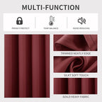 Joydeco Blackout Curtains 84 Inch Length 2 Panels Set, Thermal Insulated Long Curtains 2 Burg, Room Darkening Grommet Drapes for Living Room Bedroom Window (W52 x L84 Inch, Burgundy Red)