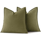 MIULEE Decorative Linen Pillow Covers 18x18 Inch Green