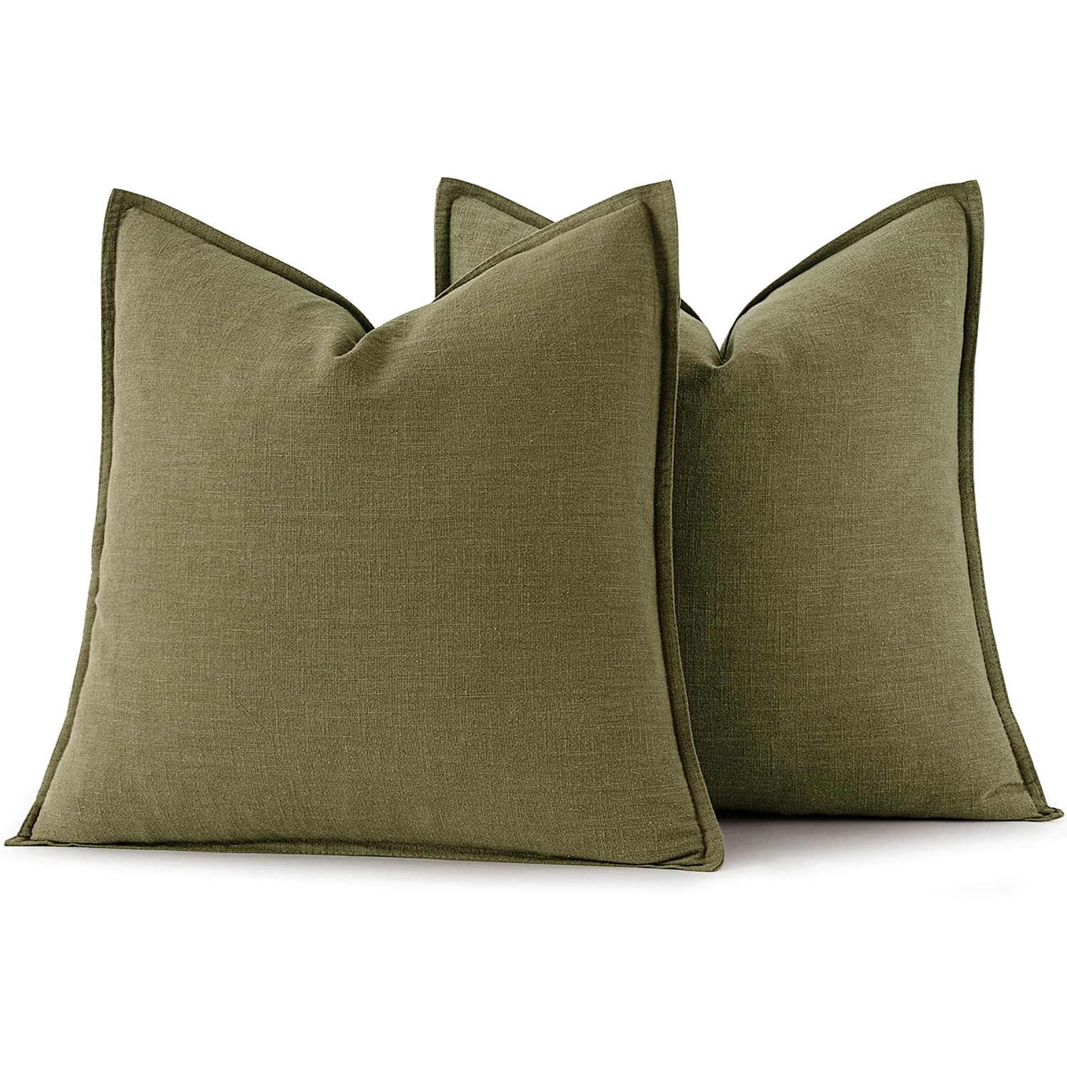 MIULEE Decorative Linen Pillow Covers 18x18 Inch Green