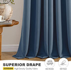 MIULEE Stone Blue Blackout Curtains for Bedroom Living Room 72 Inches Long 2 Panels, Thermal Insulated Room Darkening Drapes Solid Grommet Top Light Blue Window Treatments Set, W40 x L72 Inch