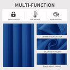 Joydeco Blackout Curtains 95 Inches Long 1 Panel, Thermal Insulated Long Curtains& Drapes 1 Piece, Room Darkening Grommet Drapes for Living Room Bedroom Window (W70 x L95 Inch, Royal Blue)