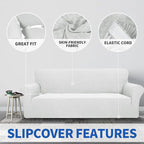 ZNSAYOTX 1 Piece Jacquard Couch Covers for 2 Cushion Couch High Stretch Loveseat Slipcover for Pets Dogs Anti Slip Love Seat Sofa Slipcover Furniture Protector (Medium, White)