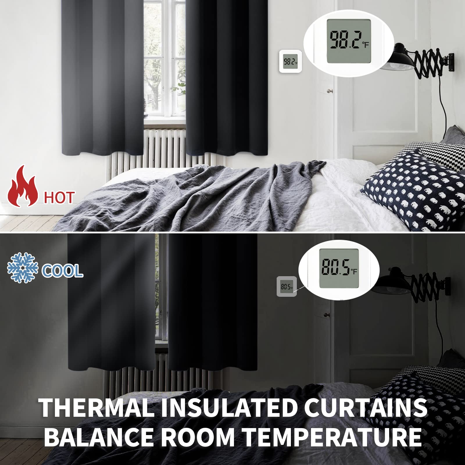 BGment Black Blackout Curtains for Living Room 84 Inch Long - 2 Panels