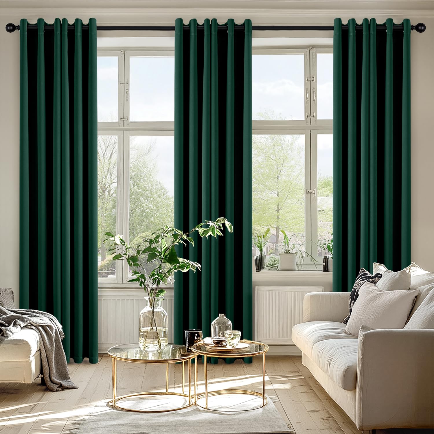 MIULEE Blackout Curtains for Bedroom 2 Panel 40 x 72 Inch Long Hunter Green