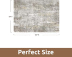5 x 7 Area Rugs for Living Room, Machine Washable Non Slip Rug Ultra Soft Low Pile Indoor Carpet Modern Abstract Rugs for Bedroom Office Room Dining Room Beside, Beige