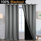 Yakamok Grey Blackout Curtains 108 Inches Long for Bedroom 52" Wide 2 Pcs