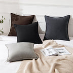 MIULEE Decorative Linen Pillow Covers 18x18 Inch Light Gray