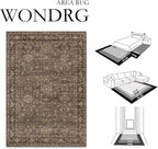 8x10 Washable Area Rug for Living Room Bedroom Vintage Brown Non Slip Carpet Traditional Retro Soft Low Pile Large Throw Rug for Dining Room Kitchen Office Indoor