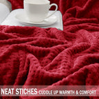 Exclusivo Mezcla Soft Waffle Fleece Bed Blanket King Size, Deep Red