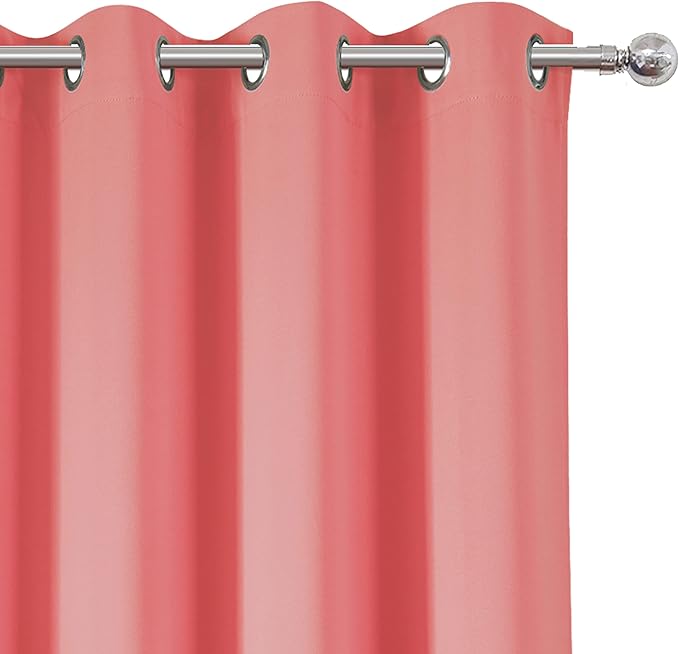 LEMOMO Blackout Curtains 52 x 84 inch/Coral Curtains Set of 2 Panels/Thermal Insulated Room Darkening Bedroom Curtains