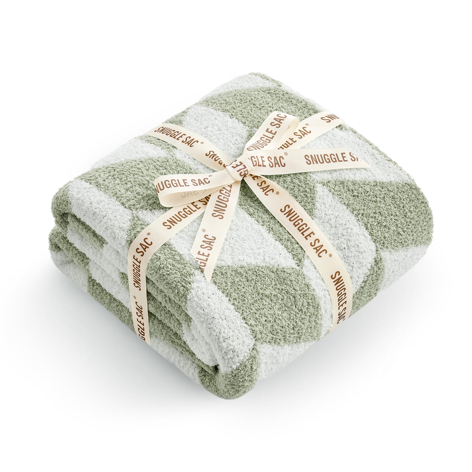 Snuggle Sac Chevron Throw Blanket for Couch, Reversible Super Soft Warm Blankets Cozy Knit Fuzzy Plush Lightweight Throws for Sofa, Bed, Camping, Green,50x60 inches