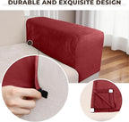 Couch Arm Covers 2 Pcs Sofa Armrest Covers Stretch Couch,Armrest Cover for Chairs Scratch-Resistant Sofa Arm Cover Armchair Slipcovers,Christmas Red