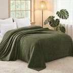 Exclusivo Mezcla Soft Fleece Blanket King Size for Bed, Olive Green