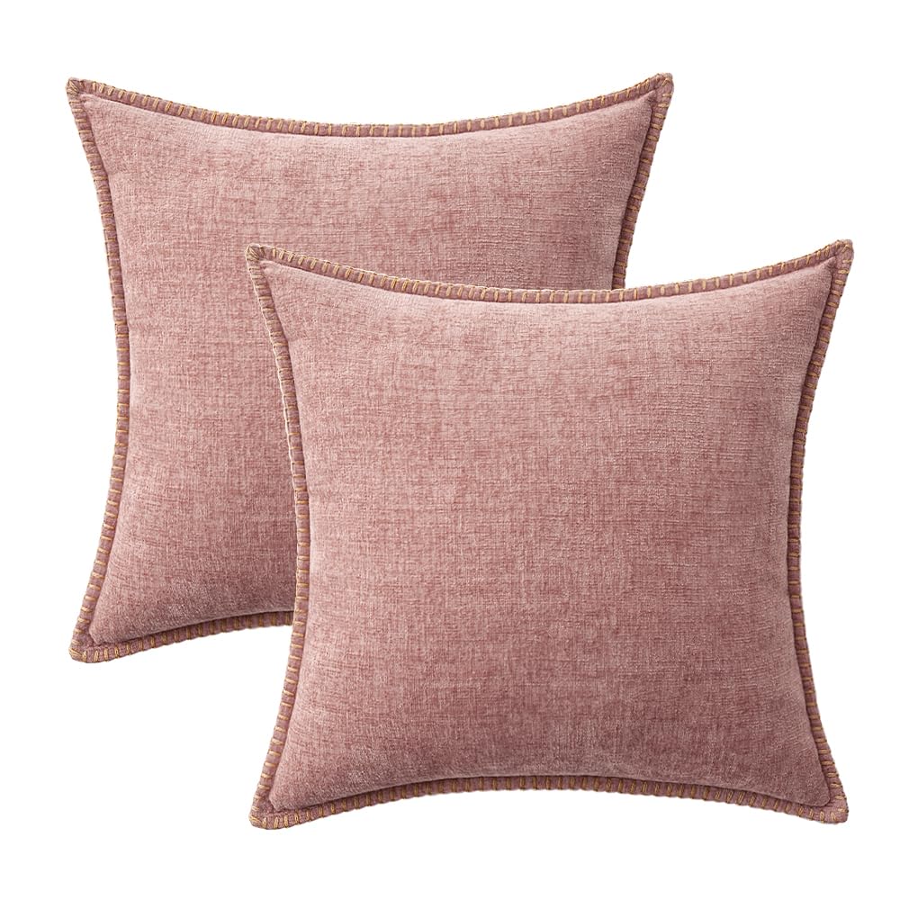 MIULEE Decorative Couch Throw Pillow Covers 20x20 Inch Blush Pink 2 Pack