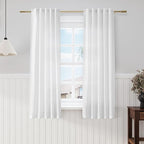 Nanspring White Short Linen Curtains 60 inches Long 2 Panels Set Back Tab Rod Pocket Elegant Farmhouse Style Light Airy Semi Sheer Linen Curtains for Kitchen Bathroom Cafe Loft Room Decorative 52x60