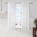 White Semi Sheer Linen Curtains 63 Inch Length Living Room Back Tab Rod Pocket Narrow Mini Skinny Door Decor Cotton Textured Gauze Sheer White Curtains for Kitchen Basement Bathroom