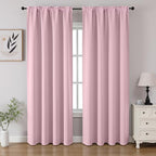 CUCRAF Light Pink Blackout Curtains 84 inch Length 2 Panels Set, Rod Pocket Room Darkening Drapes for Bedroom Living Room, Insulated Thermal Light Blocking Window Curtain (W52 x L84 Inch)