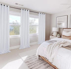 100% Blackout Shield Linen Blackout Curtains for Bedroom, Greyish White Grommet Curtains for Living Room, Thermal Insulated Room Darkening Drapes for Nursery, Boho Home Decor, 40" W x 45" L, 2 Panels