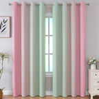 Estelar Textiler Sage Green and Pink Blackout Curtains 84 Inches Long for Living Room, Thermal Insulated Ombre Full Light Blocking Grommet Blackout Drapes for Bedroom, 52Wx84L, 2 Panels