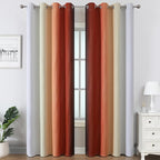Estelar Textiler Burnt Orange and Greyish White Ombre Blackout Curtains 90 Inch Length for Living Room, Room Darkening Grommet Gradient Thermal Insulated Drapes for Bedroom,52Wx90L Inches (2 Panels)