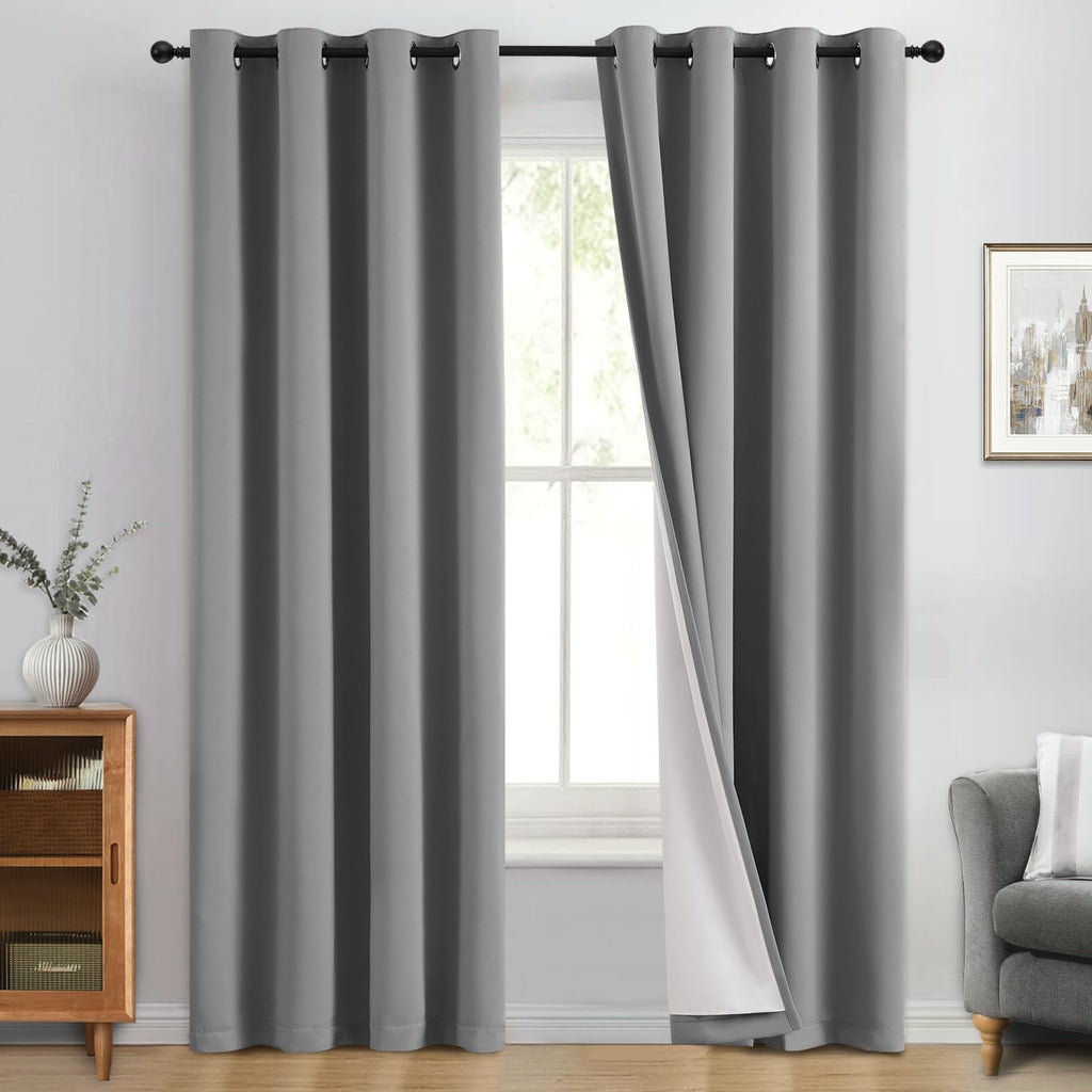 Yakamok Dove Grey 100% Blackout Curtains 84 Inches Long 50" Wide 2 Panel