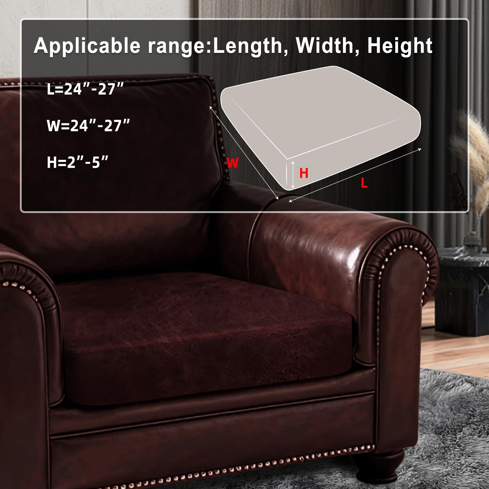ANARACHON Leather Look Couch Cushion Covers Sofa Seat Slipcovers Sets Couches Furniture Protector for Sectional Armchair Loveseat Pets Kids Stretch Spandex Fabric (1 Cushion Armchair, Burgundy)