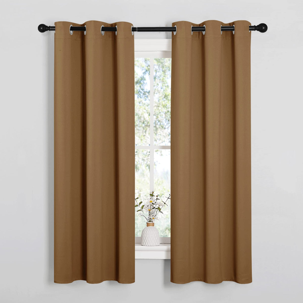 NICETOWN Black Blackout Curtains for Living Room 34" w x 63" L 2 Panels