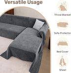 Sectional Couch Covers, 2 Pieces Washable L Shaped Couch Covers Sofa Blanket for Dogs Pet Friendly Sectional Sofa Slipcovers Furniture Covers,71"x118"+91"x134",(XXX-Large,Dark Gray)
