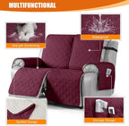 VANSOFY Waterproof Recliner Couch Covers, Sofa Covers 1-Piece Washable Reclining Sofa Cover Non-Slip Furniture Protector with Elastic Straps Pocket for Dogs, Pets(Burgundy,2 Seater)