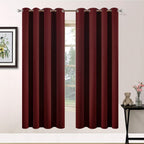 Yakamok Room Darkening Curtains 52x63 inch Length Burgundy Red-Living Room