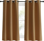 NICETOWN Kitchen Curtain Panels Blackout Draperies, Gold Brown, 1 Pair, 34 by 60-Inch, Thermal Insulated Solid Grommet Blackout Curtains/Drapes