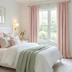 100% Blackout Shield Light Pink Linen Blackout Curtains for Bedroom 96 Inches Long, Back Tab/Rod Pocket Living Room Drapes, Thermal Insulated Blackout Curtains 2 Panels Set, 50" W x 96" L