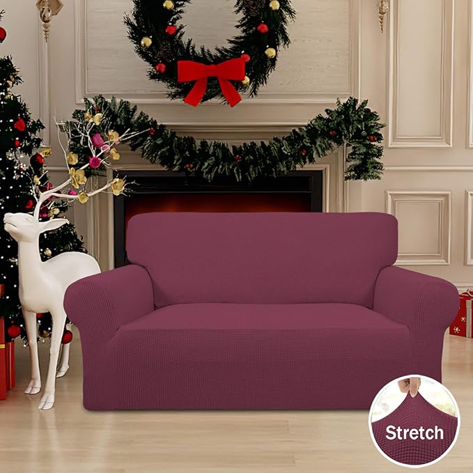Easy-Going Stretch Loveseat Couch Covers Washable ASH Rose