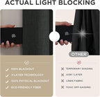 Joydeco Blackout Curtains for Bedroom - 100% Light Blocking 2 Panels Set Black Drapes 66" W x 96" L, Thermal Insulated Room Darkening Curtains, Linen Textured for Living Room, Rod Pocket & Back Tabs