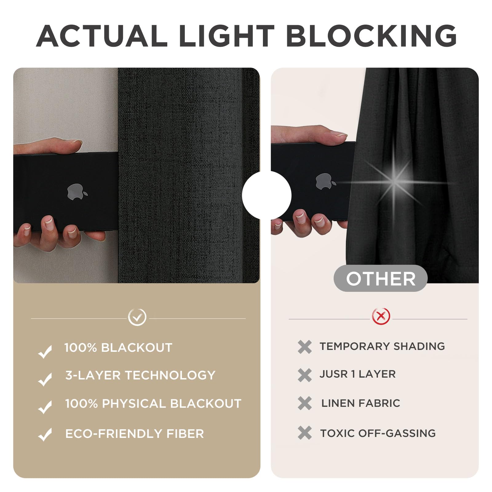Joydeco Linen Blackout Curtains for Bedroom - 100% Light Blocking 1 Panels, Black Drapes 100" W x 84" L, Thermal Insulated Room Darkening Curtains for Living Room, Rod Pocket & Back Tabs